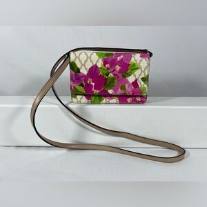 3051: Kate Spade Floral Coated Canvas Crossbody Wallet Clutch